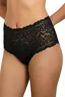 Kanten dames Taille Slip - Millefleurs - Luxe Hoge maxi slip met kant - Viscose & modal - 40 - Zwart | Dames slip - Onderbroek - Ondergoed - 40 - - thumbnail