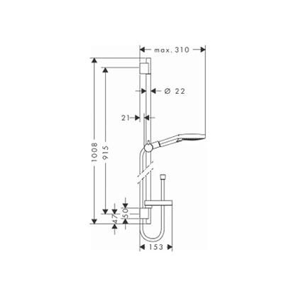 Hansgrohe Raindance select glijstangset 90cm met handdouche chroom 26631000 - thumbnail
