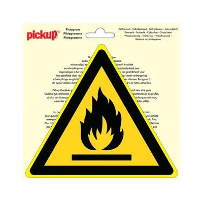 Sticker Ontvlambare stoffen - 200 mm driehoek.