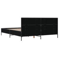 Bedframe bewerkt hout metaal zwart 150x200 cm - thumbnail