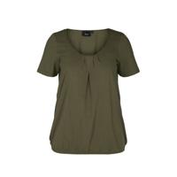 Zizzi top POLLY met plooien donkergroen - thumbnail
