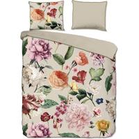 Descanso Dekbedovertrek "bloemen" - Zand - (240x200/220 cm) - Biologisch Katoen satijn - thumbnail