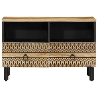Tv-meubel 70x33,5x46 cm massief ruw mangohout zwart