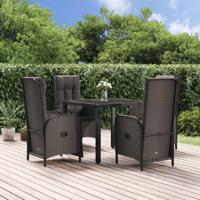 5-delige Tuinset met kussens poly rattan zwart - thumbnail