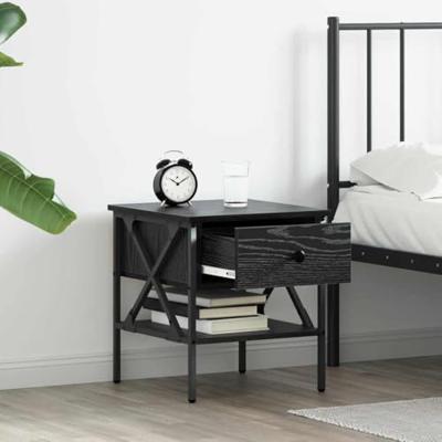 Nachtkastje met lade 2 pcs Zwart eiken 40 x 42 x 45 cm
