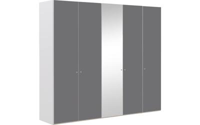 Goossens Kledingkast Easy Storage Ddk, Kledingkast 253 cm breed, 220 cm hoog, 4x glas draaideur en 1x spiegel draaideur midden