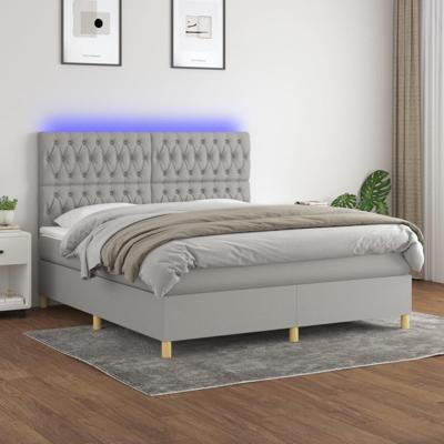 Boxspring met matras en LED stof lichtgrijs 160x200 cm