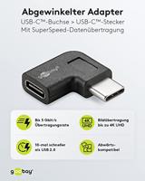 USB 3.2 GEN 1 (USB 3.0) Adapter - USB-C (M) naar USB-C (F) 90° - 5Gbit/s - USB adapter haaks - thumbnail