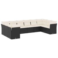 11-delige Loungeset met kussens poly rattan zwart - thumbnail
