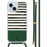 iPhone 15 hoesje met groen koord - Green stripes - thumbnail