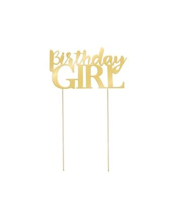 Taart Topper Birthday Girl Gold