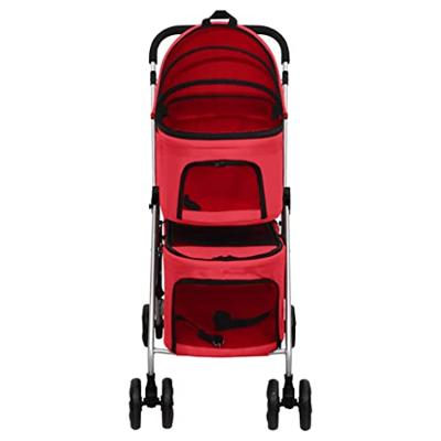 VidaXL Hondenwagen 2-laags inklapbaar 83x48x97 cm oxford stof rood - thumbnail
