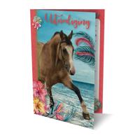 Uitnodiging paarden 17.5x12.2cm - thumbnail