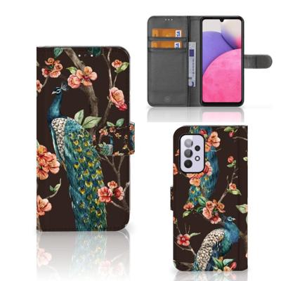 Samsung Galaxy A33 5G | Telefoonhoesje | Met pasjeshouder | Pauw met Bloemen