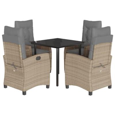 5-delige Tuinset met kussens poly rattan gemengd beige 5-delige Tuinset met kussens poly rattan gemengd beige