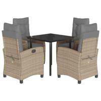 5-delige Tuinset met kussens poly rattan gemengd beige - thumbnail