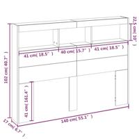 Hoofdbordkast met LED-verlichting 140x17x102 cm sonoma eiken - thumbnail