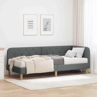 Hoekbedframe met matras Donkergrijs 80 x 200 cm Stof - thumbnail