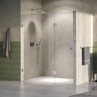 Brauer Void - Carving Nisdeur - 2-Delig - Helder Glas - 180 x 200 cm - Omkeerbaar - met Draaideur 70 cm - Aan Glas - incl. Glascoating - PVD RVS-Kleurig Geborsteld - thumbnail