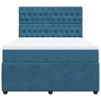 Boxspring met matras fluweel donkerblauw 160x200 cm - thumbnail