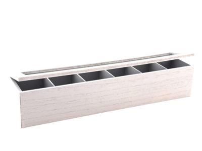 Cookinglife Theedoos - Theekist - Hout Wit - 6 vakken - met Glazen Deksel - 43 x 9 x 9 cm