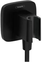 Hansgrohe FixFit Q muuraansluitbocht met handdouchehouder, mat zwart - thumbnail