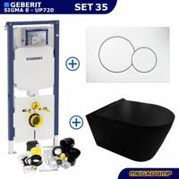 Geberit Sigma 8 (UP720) Toiletset set44 Civita Black Rimless Mat Zwart Met Sigma Drukplaat - thumbnail