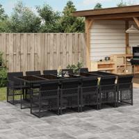 11-delige Tuinset met kussens poly rattan zwart - thumbnail