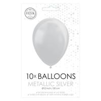 Globos Ballonnen metallic zilver 30cm, 10st. - thumbnail