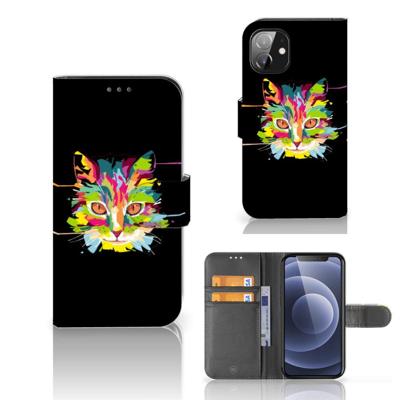 Apple iPhone 12 Mini Leuk Hoesje Cat Color Apple iPhone 12 Mini Leuk Hoesje Cat Color