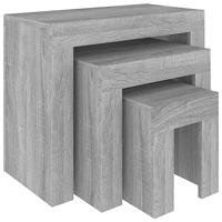 3-delige Tafeltjesset bewerkt hout grijs sonoma - thumbnail