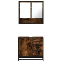 2-delige Badkamermeubelset bewerkt hout gerookt eikenkleurig - thumbnail