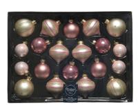 Kerstballenset glas 20 stuks luxe roze - thumbnail