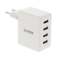 Lader 4-Uitgangen 4.8 A USB Wit - thumbnail