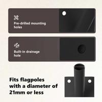 VidaXL Vlaggen mast houder zwart 10,5 x 7,5 x 0,25 cm staal - thumbnail