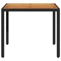 Tuintafel met acaciahouten blad 90x90x75 cm poly rattan zwart - thumbnail