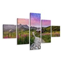 Schilderij - Huisje op de weide, 5luik, premium print - thumbnail