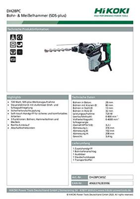 Hikoki DH28PC WSZ SDS-PLUS BOOR-HAKHAMER - DH28PCWSZ