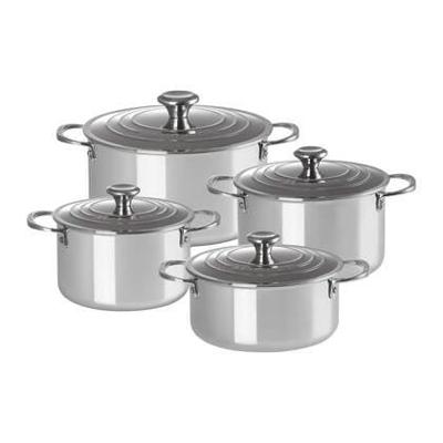 Le Creuset Pannenset Signature - RVS - Inductie - 4 kookpannen met deksels - 4 Delig