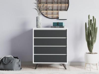 Commode TUVERA 4 lades wit/antraciet Commode TUVERA 4 lades wit/antraciet