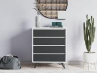 Commode TUVERA 4 lades wit/antraciet - thumbnail