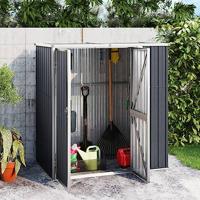 VidaXL Tuinschuur 161x89x161 cm gegalvaniseerd staal antracietkleurig - thumbnail