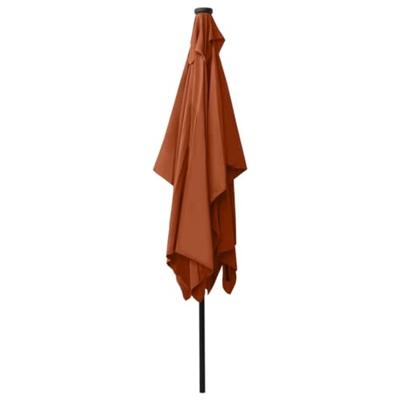 VidaXL Parasol met led's en stalen paal 2x3 m terracottakleurig