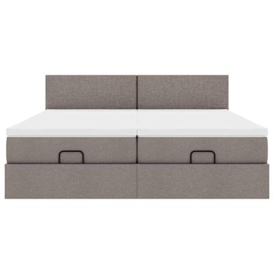 Ottoman bed met matrassen en LED's 180x200cm stof taupe