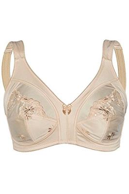 Sassa Mode soft Bh zonder beugel - 12906 - Brede bandjes - bh Grote maten - Wit - Huidskleur