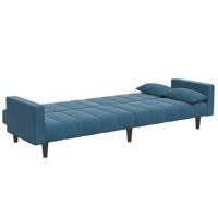 Slaapbank 2-zits met voetenbank fluweel blauw - thumbnail