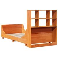 Bed met boekenkast zonder matras massief hout wasbruin 75x190cm - thumbnail