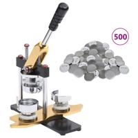 VidaXL Buttonmachine draaipunch met 500 st buttononderdelen 25 mm - thumbnail