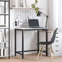 Tafel Wit 80 x 50 x 77 cm Engineered hout en staal - thumbnail