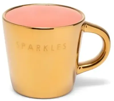 Vondels espressokop keramiek sparkles 5.5x7.5cm gold, pink
